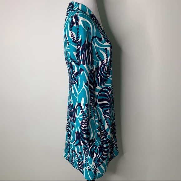 Lilly Pulitzer Women's I'm Game Devine Shift Dress Zebra Pattern BlueWhite Sz 6 - Picture 3 of 16